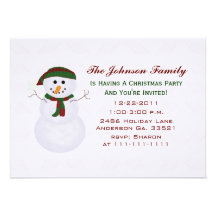 Invitaciones de la fiesta de Navidad del muñeco de Invitaciones Personales