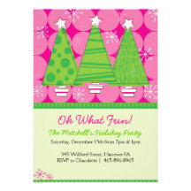 Invitaciones de la fiesta de Navidad - rosadas y á Anuncios Personalizados