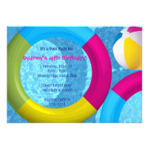 Invitaciones de la fiesta en la piscina comunicados personalizados