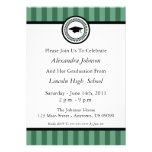 Invitaciones de la graduación de las rayas (verde  comunicado personal  