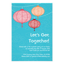 Invitaciones de la linterna de papel de la fiesta  invitación personalizada