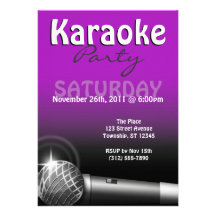 Invitaciones de la púrpura del fiesta del Karaoke Comunicados Personales