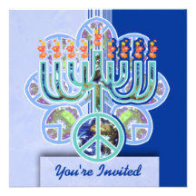 Invitaciones de Menorah de la paz de la tierra Invitación Personalizada