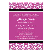 Invitaciones de Mitzvah del palo del damasco de la Comunicado Personalizado