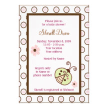 Invitaciones de moda rosadas de la mariquita 5x7 d invitaciones personales 