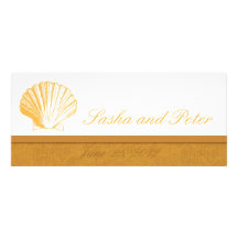 Invitaciones de oro del boda de playa de Shell del Anuncio