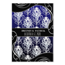 Invitaciones de plata y azules del boda de la plum comunicados personales 