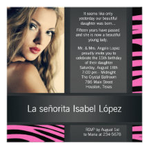 Invitaciones de Quinceanera de la foto de la cebra Invitaciones Personalizada