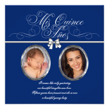 Invitaciones de Quinceanera de la foto del azul re Comunicado Personal