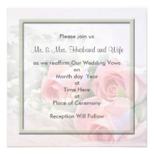 Invitaciones de renovación de los votos de boda invitación personalizada