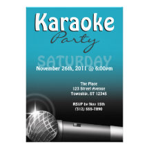 Invitaciones del azul del fiesta del Karaoke Invitacion Personal