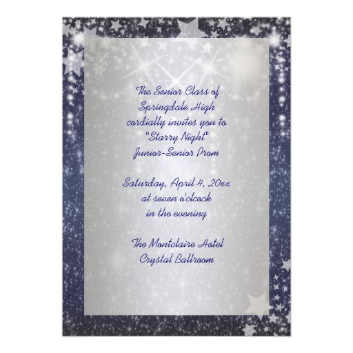 Invitaciones del baile de fin de curso de la noche comunicado personalizado