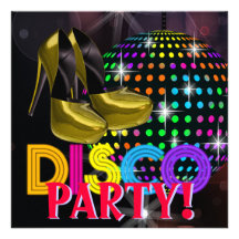 Invitaciones del baile del disco de la bola de esp comunicado personal  