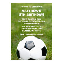 Invitaciones del balón de fútbol y de la fiesta de invitacion personalizada