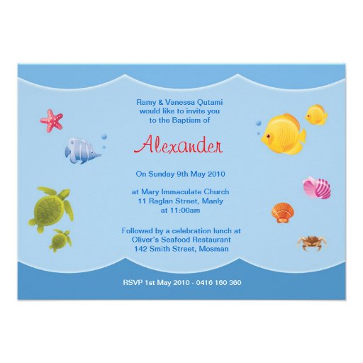 Invitaciones del bautismo del mar invitaciones personalizada