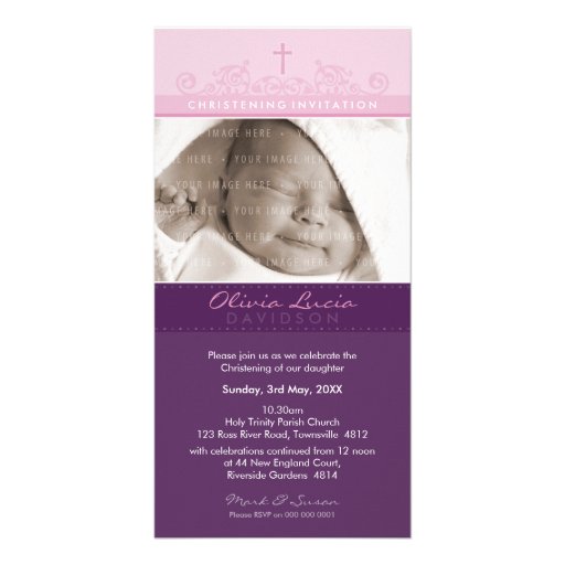 INVITACIONES DEL BAUTIZO DE LA FOTO:: 4 elegantes Tarjetas Con Fotos Personalizadas