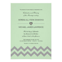 Invitaciones del boda de Chevron de la verde menta Invitacion Personalizada