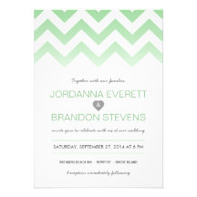 Invitaciones del boda de Chevron Ombre de la verde Invitacion Personalizada