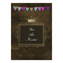 Invitaciones del boda de la corona de Brown Comunicado