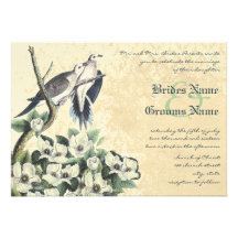 Invitaciones del boda de la paloma del blanco comunicado