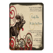 Invitaciones del boda de los alces del vintage invitacion personalizada