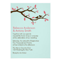 Invitaciones del boda de los pares del pájaro anuncio personalizado