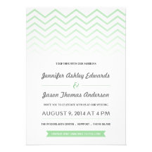 Invitaciones del boda de Ombre Chevron de la verde Invitaciones Personalizada