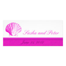 Invitaciones del boda de playa de Fuscia Shell Comunicados Personalizados