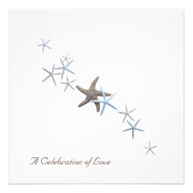 Invitaciones del boda de playa de las estrellas de comunicado