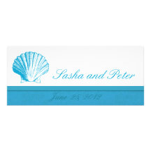 Invitaciones del boda de playa de Shell del azul d Comunicados Personalizados