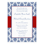 Invitaciones del boda del damasco de los azules ma invitación