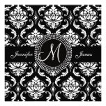 Invitaciones del boda del negro del damasco del mo comunicados personalizados