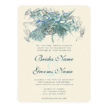 Invitaciones del boda del pavo real del vintage invitacion personal 