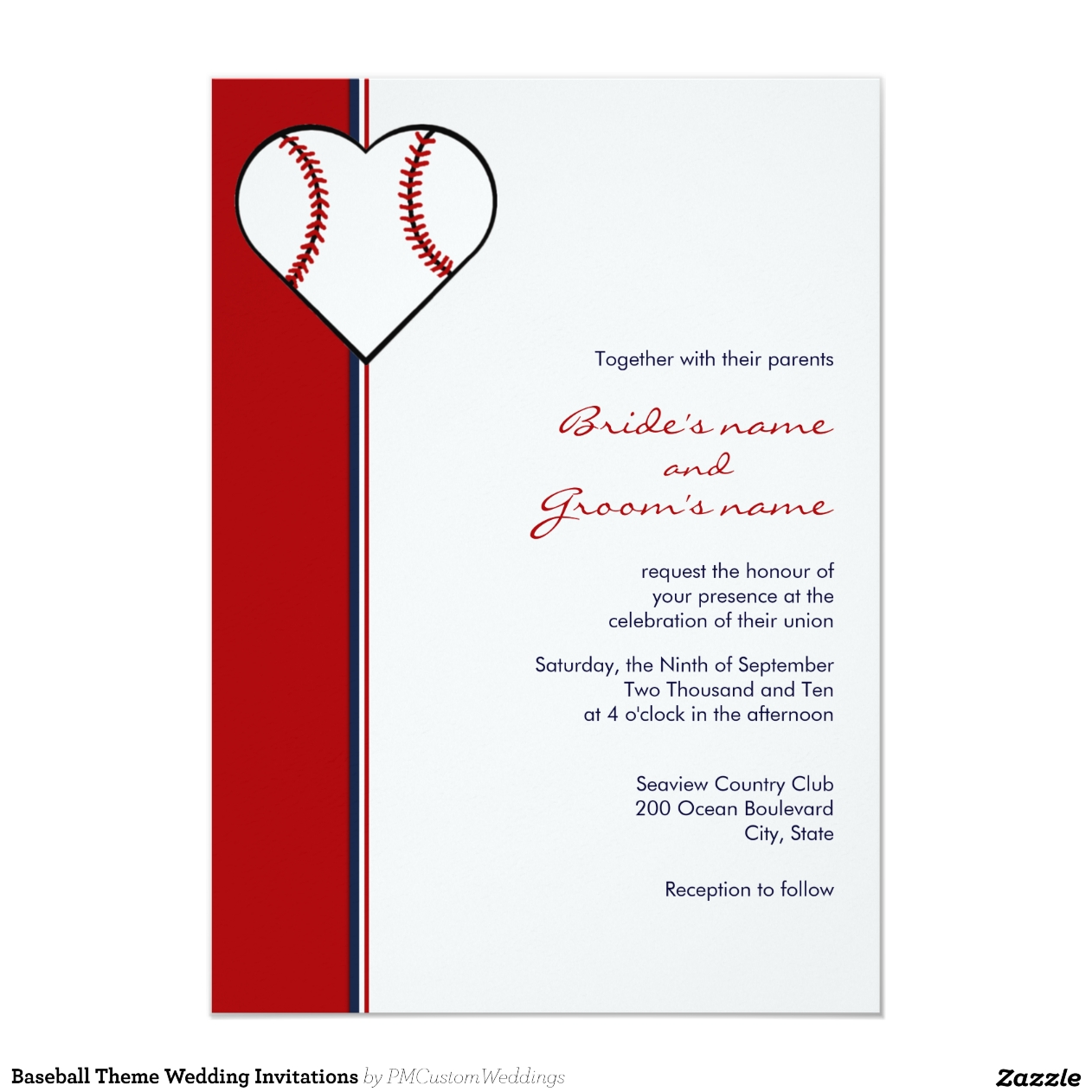 Béisbol Invitaciones de boda Béisbol Invitaciones de boda