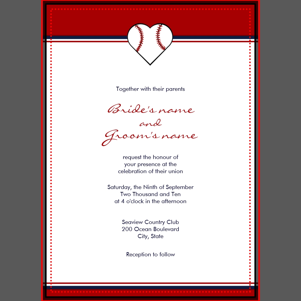 Béisbol Invitaciones de boda Béisbol Invitaciones de boda
