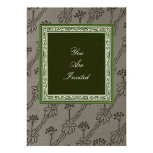 Invitaciones del boda del verde del marco anuncio personalizado
