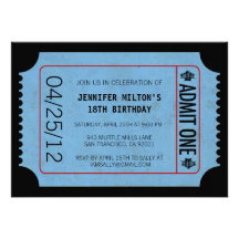 Invitaciones del boleto de la película invitaciones personalizada