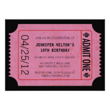 Invitaciones del boleto de la película invitaciones personales 