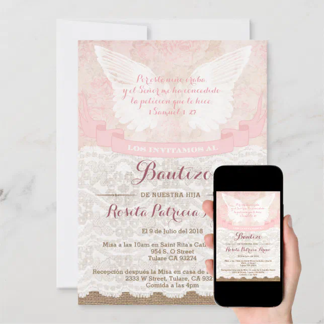 Invitaciones Del Chica Christening Bautizo En Espa Zazzle Es