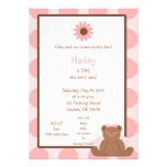 Invitaciones del chica del cumpleaños del oso de p comunicado personalizado