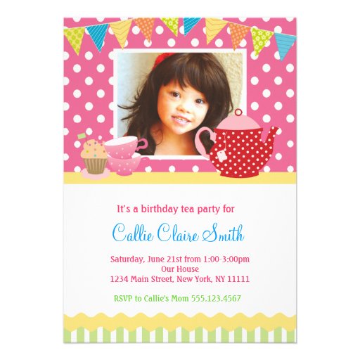 Invitaciones del cumpleaños de la fiesta del té de comunicado
