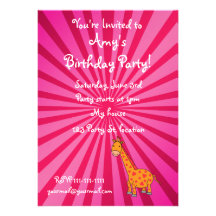 Invitaciones del cumpleaños de la jirafa del respl invitación