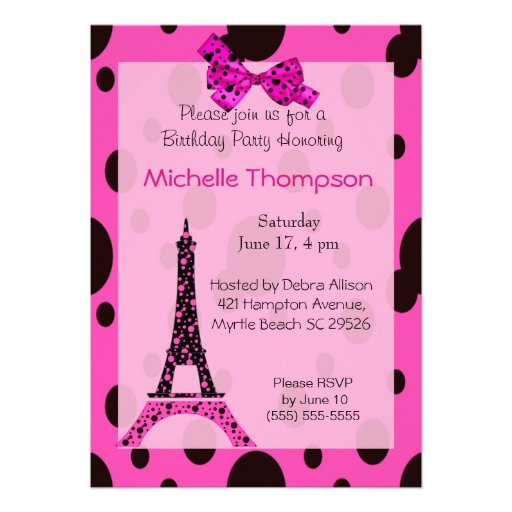 Invitaciones del cumpleaños de París de la torre E Invitaciones Personalizada