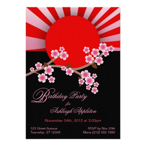 Invitaciones del cumpleaños de Sakura del sol naci Anuncios