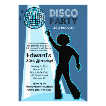 Invitaciones del cumpleaños del fiesta de disco invitaciones personalizada