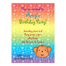 Invitaciones del cumpleaños del mono anuncio personalizado