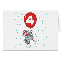 Invitaciones del cumpleaños del mono del calcetín  tarjetas