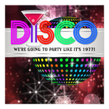 Invitaciones del fiesta de disco de la bola de esp anuncio