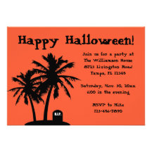 Invitaciones del fiesta de Halloween de la palmera Comunicados Personales