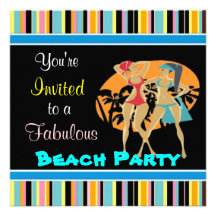 Invitaciones del fiesta de la playa comunicado personalizado
